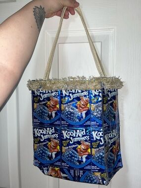 Upcycled Blue Kool-Aid Jammers Tote Bag